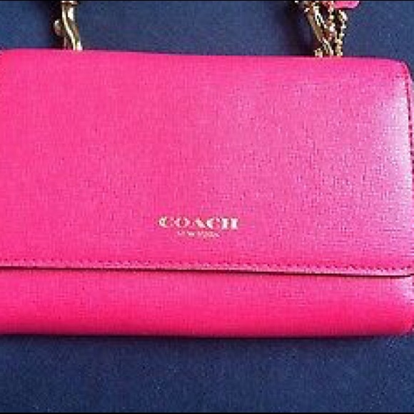 Coach Crossbody Pink Saffiano Leather Clutch - Picture 2 of 7